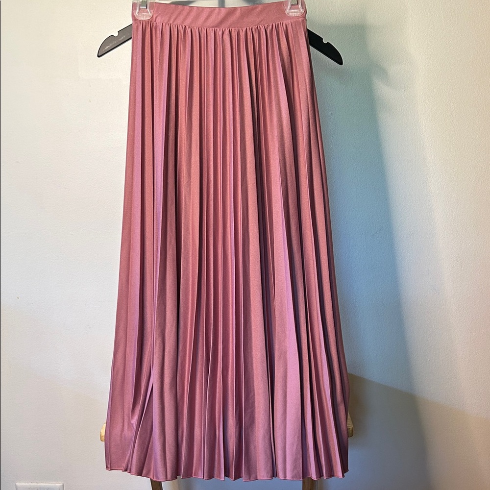 ASOS Pink Pleated Midi Skirt